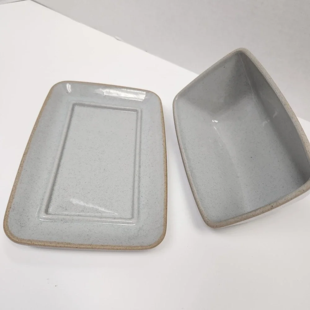 Nature Elements Stoneware Butterdish & Lid Gray Color